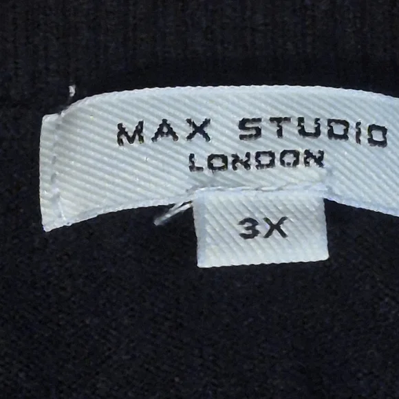 Black Knit Pull Over Sweater Drawstring Front Pocket 3/4 Sleeve Crew Neck Plus 3 - Picture 8 of 11